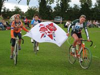 Hannah carries the Olympic Flag on Bejing > Great Britain handover