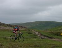 Tim at the bottom of a hairy descent!