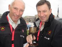 Phil Liggett and Paul Sherwen  at Ghent Wevelgem start