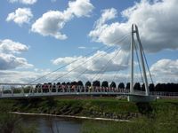 riding over bridge